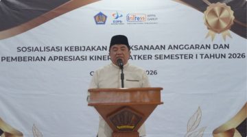 Bupati Garut Abdusy Syakur Amin menghadiri Sosialisasi Kebijakan Pelaksanaan Anggaran di KPPN Garut dan menekankan percepatan penyerapan anggaran agar berdampak langsung pada perekonomian masyarakat.