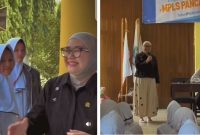 Anggota DPD RI Provinsi Jawa Barat, Agita Nurfianti, S.Psi., memberikan motivasi kepada peserta Masa Pengenalan Lingkungan Sekolah (MPLS) di Khaira Ummah Kabupaten Cirebon, Kamis (16/7/2026)
