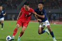 lustrasi pertandingan Indonesia melawan Kamboja.