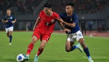lustrasi pertandingan Indonesia melawan Kamboja.