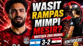 Mostafa Zico bereaksi seusai laga Argentina vs Mesir pada babak 16 besar Piala Dunia 2026. Penyerang Mesir mengkritik keputusan wasit setelah kekalahan dramatis 2-3.