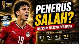 ‎Haissem Hassan beraksi saat membela Timnas Mesir pada laga Piala Dunia 2026. Winger Real Oviedo itu menyumbang satu assist saat menghadapi Argentina