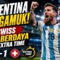 Pemain Argentina merayakan kemenangan 3-1 atas Swiss setelah memastikan tiket semifinal Piala Dunia 2026 lewat babak perpanjangan waktu.