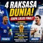 Empat semifinalis Piala Dunia 2026, yakni Spanyol, Prancis, Inggris, dan Argentina, siap memperebutkan dua tiket menuju partai final.