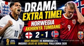 Jude Bellingham merayakan gol keduanya yang memastikan kemenangan Inggris atas Norwegia pada perempat final Piala Dunia 2026.