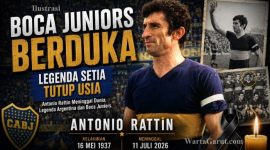 Foto legenda sepak bola Argentina Antonio Rattin semasa membela Boca Juniors dan Timnas Argentina