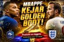 Kylian Mbappe menjadi sorotan jelang duel Prancis vs Inggris karena masih berpeluang merebut Golden Boot Piala Dunia 2026.