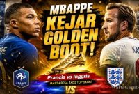 Kylian Mbappe menjadi sorotan jelang duel Prancis vs Inggris karena masih berpeluang merebut Golden Boot Piala Dunia 2026.