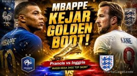 Kylian Mbappe menjadi sorotan jelang duel Prancis vs Inggris karena masih berpeluang merebut Golden Boot Piala Dunia 2026.