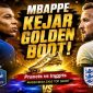 Kylian Mbappe menjadi sorotan jelang duel Prancis vs Inggris karena masih berpeluang merebut Golden Boot Piala Dunia 2026.