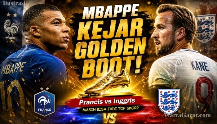Kylian Mbappe menjadi sorotan jelang duel Prancis vs Inggris karena masih berpeluang merebut Golden Boot Piala Dunia 2026.