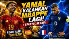 Lamine Yamal tampil impresif saat membantu Spanyol mengalahkan Prancis 2-0 pada semifinal Piala Dunia 2026 sekaligus kembali mengungguli Kylian Mbappe dalam duel bergengsi.