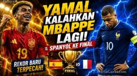 Lamine Yamal tampil impresif saat membantu Spanyol mengalahkan Prancis 2-0 pada semifinal Piala Dunia 2026 sekaligus kembali mengungguli Kylian Mbappe dalam duel bergengsi.