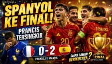 Mikel Oyarzabal merayakan gol pembuka saat membawa Spanyol mengalahkan Prancis 2-0 pada semifinal Piala Dunia 2026.