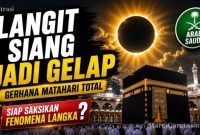 Ilustrasi Gerhana Matahari Total 2027 yang akan terlihat di Makkah, Arab Saudi, dengan durasi totalitas lebih dari lima menit.