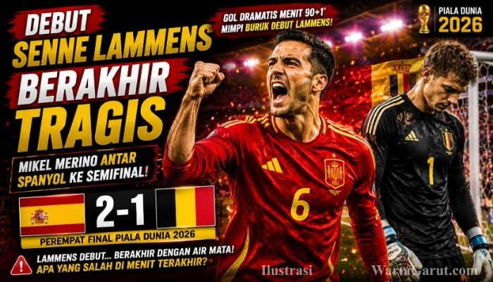 Debut Senne Lammens Berakhir Tragis, Mikel Merino Antar Spanyol ke Semifinal