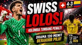 Kolombia vs Swiss: La Nati Menang Adu Penalti 4-3 dan Lolos ke Perempat Final