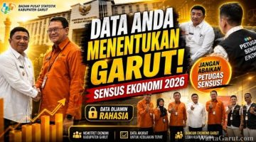 Bupati Garut Abdusy Syakur Amin menerima petugas Sensus Ekonomi 2026 di Ruang Pamengkang, Garut, Rabu (8/7/2026), sekaligus mengajak masyarakat mendukung pelaksanaan sensus dengan memberikan data yang akurat.