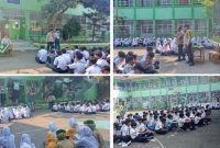 Panit I Binmas Polsek Garut Kota memberikan edukasi bahaya narkoba dan keselamatan berlalu lintas kepada peserta MPLS 2026 di SMK Muhammadiyah Garut.