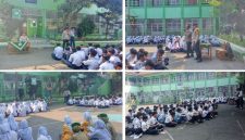 Panit I Binmas Polsek Garut Kota memberikan edukasi bahaya narkoba dan keselamatan berlalu lintas kepada peserta MPLS 2026 di SMK Muhammadiyah Garut.