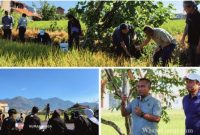 Rektor Universitas Garut (UNIGA), Dr. Irfan Nabhani, S.E., M.T., bersama peserta Kemah Bela Negara mengikuti aksi penanaman pohon yang diselenggarakan Badan Nasional Penanggulangan Terorisme (BNPT) bekerja sama dengan Jaga Tunas Indonesia di lingkungan Universitas Garut, Kamis (9/7/2026).