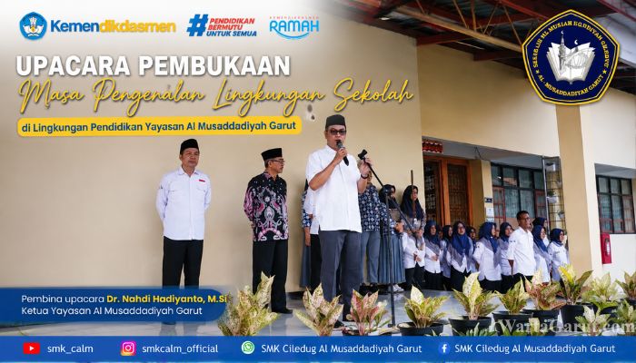 Ketua Yayasan Al Musaddadiyah Garut membuka MPLS tahun ajaran 2026 bersama siswa baru di lingkungan pendidikan Yayasan Al Musaddadiyah Garut