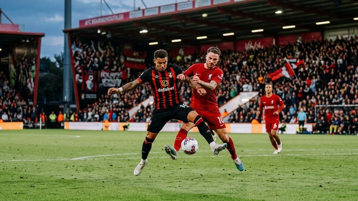 Ilustrasi duel Bournemouth dan Everton dalam pertandingan Premier League.
