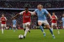 Ilustrasi duel Arsenal dan Manchester City pada final FA Community Shield 2026