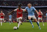 Ilustrasi duel Arsenal dan Manchester City pada final FA Community Shield 2026