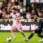 Megabintang Inter Miami CF, Lionel Messi, saat berlaga melawan Toronto FC di Nu Stadium, Florida.
