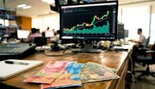 Ilustrasi pergerakan nilai tukar rupiah terhadap dolar AS.