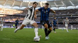 Inter Milan mengalahkan Juventus 2-1 dalam Derby d'Italia pramusim di Optus Stadium, Perth, Australia, Sabtu (8/8/2026).(Ilustrasi Warta Garut)