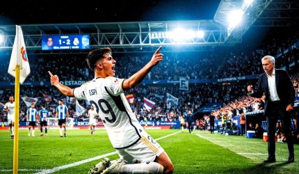 Gambar ilustrasi klasemen La Liga pekan kedua yang menunjukkan posisi Real Madrid di peringkat ke-5 dan Espanyol di peringkat ke-3.