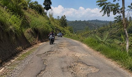 Ilustrasi kondisi jalan Banjarwangi-Singajaya di Garut