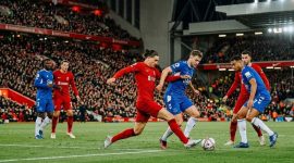 Ilustrasi pertandingan Liverpool vs Nottingham Forest di Stadion Anfield.