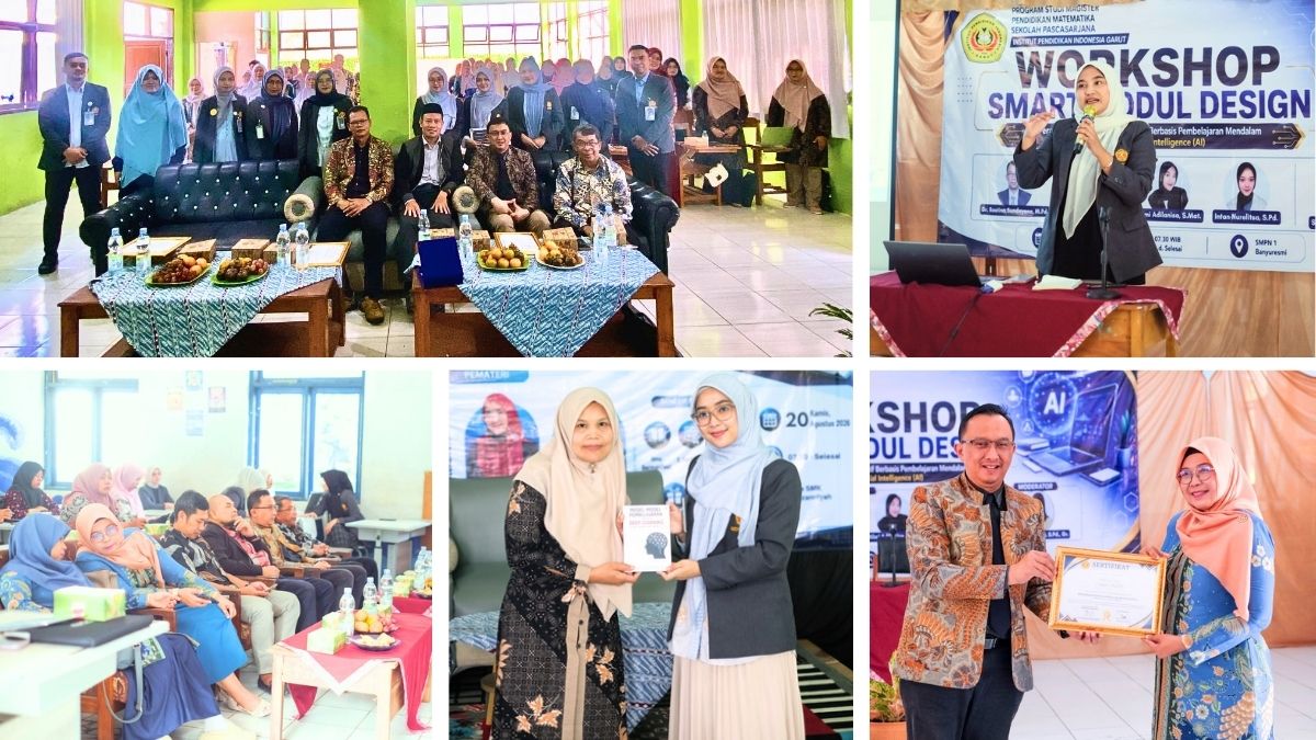 Mahasiswa S-2 Pendidikan Matematika IPI Garut memberikan pelatihan pemanfaatan AI dan media pembelajaran kepada guru dalam rangkaian PPL, Agustus 2026.