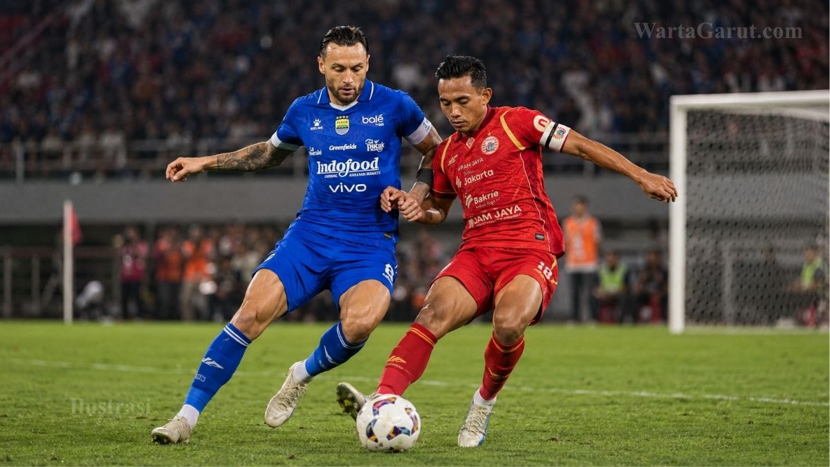 Ilustrasi duel Persib Bandung melawan Persija Jakarta pada semifinal Piala Presiden 2026.