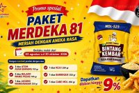 Bintang Kembar menghadirkan Promo Paket Merdeka 81 dengan diskon hingga 9 persen untuk pembelian kombinasi produk tertentu sesuai syarat program.