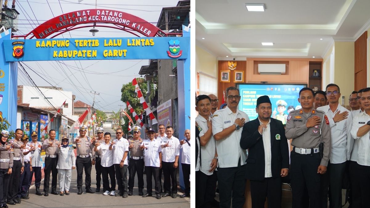 Tim Penilai Polda Jawa Barat saat mengikuti agenda penilaian Kampung Tertib Lalu Lintas di Pananjung, Garut, Rabu (19/8/2026).