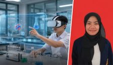 Simulasi laboratorium virtual berbasis AI membantu siswa melakukan eksperimen sains secara digital.
