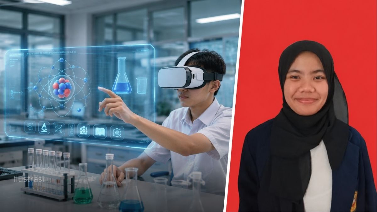 Simulasi laboratorium virtual berbasis AI membantu siswa melakukan eksperimen sains secara digital.