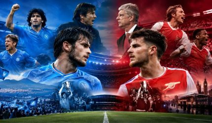 Ilustrasi pertandingan Napoli vs Arsenal di Liga Champions