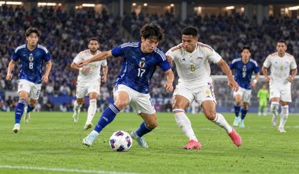 Pemain Jepang dan Venezuela dalam pertandingan Kirin Challenge Cup 2026.