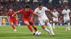 Ilustrasi pertandingan Turki vs Prancis dalam UEFA Nations League 2026/2027 setelah Prancis menang 1-0 melalui gol Kylian Mbappe