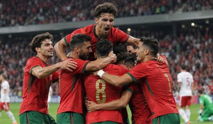 Portugal merayakan kemenangan 4-2 atas Denmark di Nations League