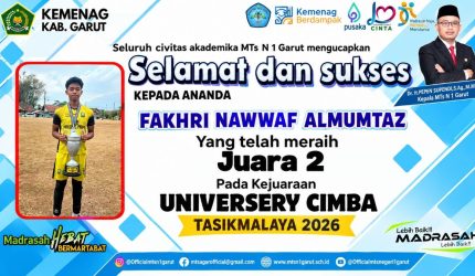 Fakhri Nawwaf Al-Mumtaz murid MTsN 1 Garut peraih Juara 2 Universery Cimba Tasikmalaya 2026
