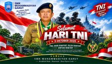 Kepala SMK Muhammadiyah Garut Yan Yan Hermawan menyampaikan ucapan dan harapan untuk TNI pada HUT ke-81, 5 Oktober 2026