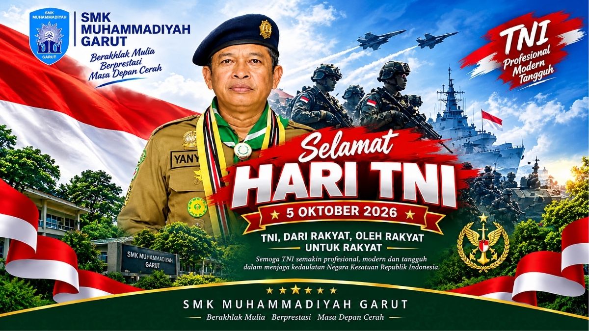 Kepala SMK Muhammadiyah Garut Yan Yan Hermawan menyampaikan ucapan dan harapan untuk TNI pada HUT ke-81, 5 Oktober 2026