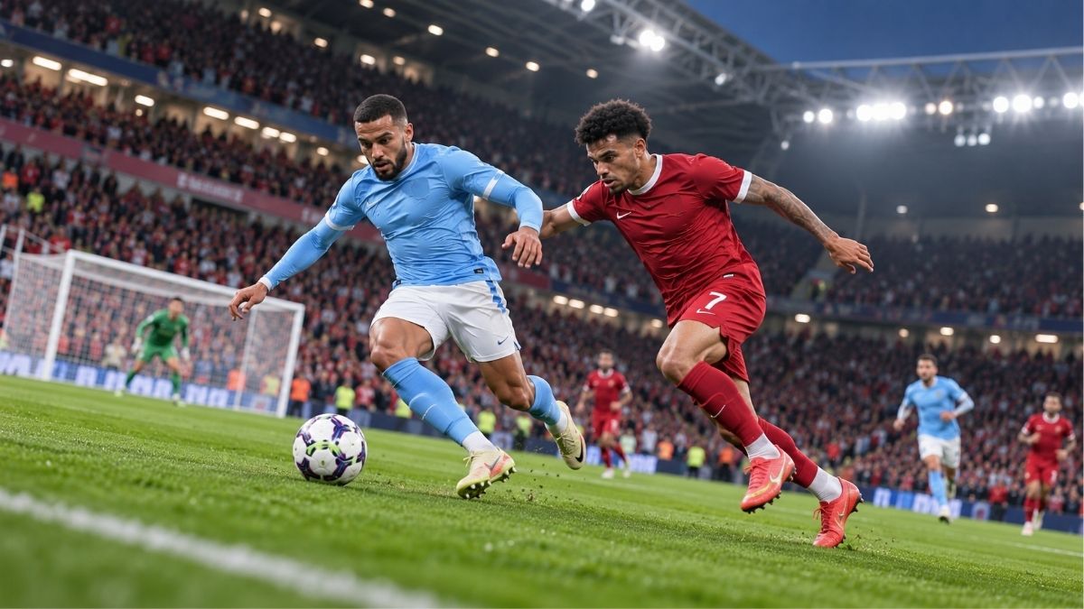 Ilustrasi pertandingan Premier League dalam rangkaian pekan keenam musim 2026/2027. Liverpool dijadwalkan menghadapi Manchester City pada Minggu, 11 Oktober 2026.