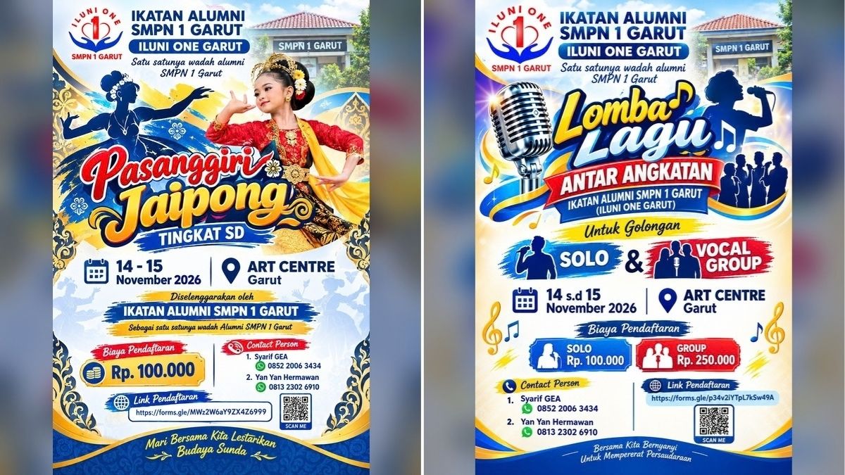 Ilustrasi kegiatan seni tari Jaipong dalam rangka Pasanggiri Jaipong tingkat SD yang dijadwalkan berlangsung pada 14–15 November 2026 di ART Centre Garut.
